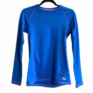 RBK Performance Women Size Small Blue Orange Trim Long Sleeve Athletic Shirt